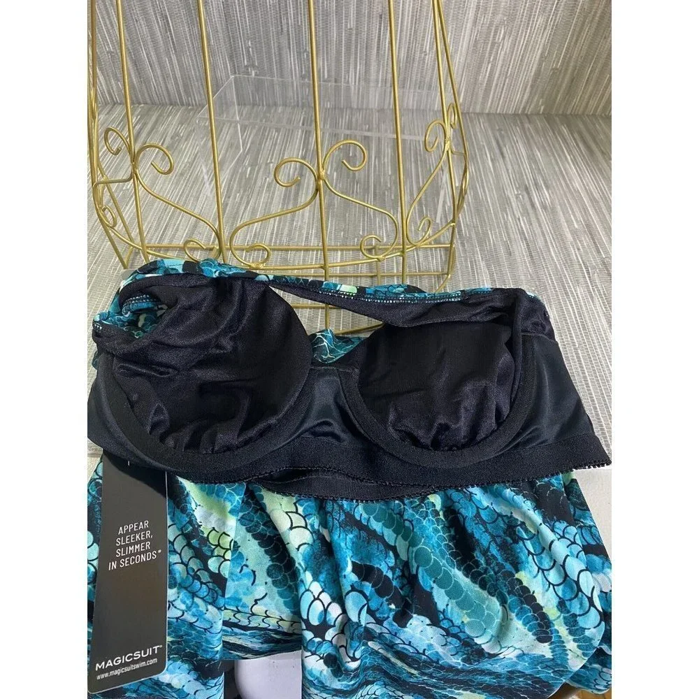 Magicsuit Woman's Aquarius Taylor Printed Racerback Underwire Tankini Top SZ 8‎